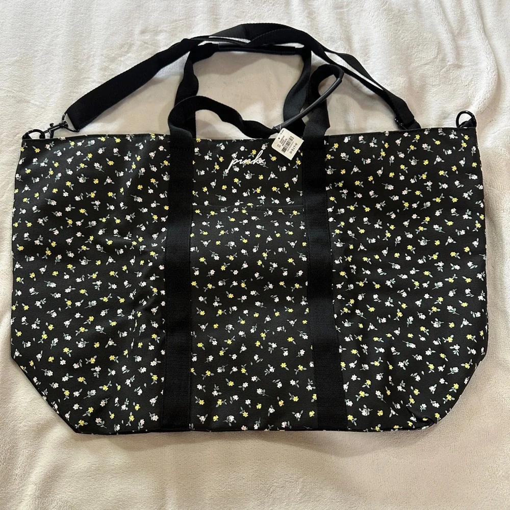 New With Tag PINK Victoria’s Secret Floral Weekender Tote - Picture 1 of 5